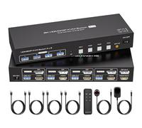 VPFET USB 3.0 DisplayPort HDMI KVM Switch 4 PC 2 Monitor 8K60Hz Switch KVM 4 Computer Condividono 2 Monitor e 4 Porte USB 3.0