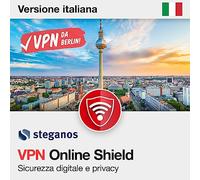 VPN Software | Steganos VPN Online Shield | Streaming e viaggi senza restrizioni, aggira blocchi geografici, scegli posizione virtuale | Server veloci | 1 anno per 5 dispositivi | Windows e Mac