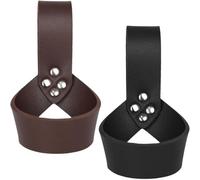 VPOUERY 2 Pezzi Cintura Per Spada Vichinga,Cintura Medievale Pelle Cintura In Pelle Appesa Fondina Per Spada A Forma Di Anello Per Festa In Costume Vichinga Medievale Halloween Nero e marrone