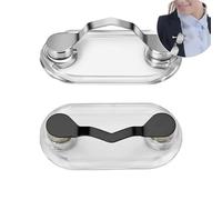 VPOUERY 2 Pezzi Portaocchiali Magnetico Clip per Badge in Acciaio Inossidabile può Essere Attaccato a Vestiti, per Occhiali, Occhiali da Sole Carta d'identità Argento + Nero