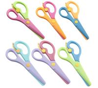 VPOUERY 6 forbici di plastica per bambini e 4 sagome da disegno Set di disegno e taglio con formine da ricalcare