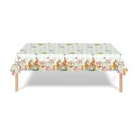 VPOUERY Tovaglia Pasqua Antimacchia Rettangolare Copritavolo Pasquale Cucina Disegno Rabbit Decorazioni pasquali idee di design per gli elementi pasquali (135 x 275 cm)