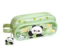 VPOUERY Wonderwow Pencil Case, astucci legami, Panda Theme, 2 Compartments and Inner Pen Holder, Inner Compartment with transparent compartment, Zip Closure, 22 x 8 x 10 cm
