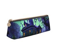 VPPUR Black Haunted Mansion - Astuccio piccolo a triangolo con cerniera per strumenti di scrittura, bianco, taglia unica