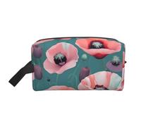 VPPUR Borsa portaoggetti da viaggio con stampa di papaveri pastello, grande capacità, organizer per cosmetici da viaggio, per articoli da toeletta e trucco, bianco, taglia unica, Bianco, One Size