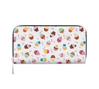 VPPUR Delicious Cupcakes - Portafoglio da donna con stampa a mano, portafoglio da donna, pochette da viaggio casual alla moda, nero, taglia unica, arte, Nero, One Size, Arte