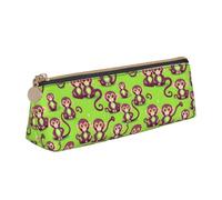 VPPUR Green Clever - Astuccio piccolo con stampa scimmia, triangolare, con portapenne con cerniera, per strumenti di scrittura, bianco, taglia unica