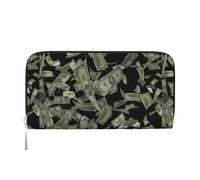VPPUR Portafoglio da donna con stampa di denaro con segno del dollaro realizzato a mano, portafoglio da donna, pochette per viaggi casual alla moda, nero, taglia unica, arte, Nero, One Size, Arte