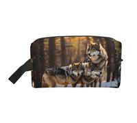 VPPUR Wolfs Print - Borsa portaoggetti con cerniera, grande capacità, organizer da viaggio per cosmetici, articoli da toeletta e trucco, bianco, taglia unica, Bianco, One Size