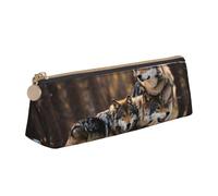 VPPUR Wolfs Print Daily - Astuccio piccolo triangolare, con portapenne con cerniera, per strumenti di scrittura, bianco, taglia unica