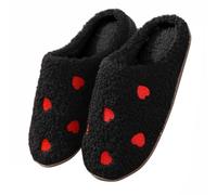 VPQILH Cuore Ricamo Ciabatte Calde Donna, Pantofole da Donna Invernali Comodo Caldo Slippers Morbide Peluche Scarpe con Punta Chiusa Ciabatta Silenzioso Antiscivolo Suola Babbucce da Casa Pantofole