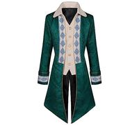 VPQILH Giacca Gotica Uomo Frac in Stile Steampunk e Vittoriano Palazzo Abito Vintage Medievale Cappotto Monopetto Tailcoat Risvolto Trench Coat Costumi da Gentiluomo per Carnevale, Halloween Costume