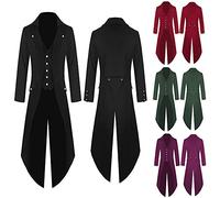 VPQILH Giacca Steampunk Uomo Vendita, Frac Uomo Gotico Cappotto Medievale Rinascimentale Giacca con Bottoni Risvolto Cappotti Costume Vittoriano Costumi da Gentiluomo per Carnevale, Halloween Costume