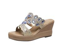 VPQILH Gioiello Sandali Donna Estivi Vendita, Eleganti Pantofole Donna Estive Sandalo con Zeppa Ciabatta Platform Comode Sandali Punta Aperta con Tacco Zeppa Antiscivolo Scarpe Spiaggia Pantofola