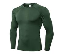 VPQILH Maglietta Intimo Uomo Manica Lunga Termica Intimo Palestra Elasticizzato Tee Cotone Casual Collo Alto Maglia Basic Slim Fit T Shirt Sportivo Bodybuilding Training Autunno(Verde Scuro, M)