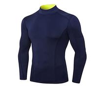 VPQILH Maglietta Intimo Uomo Manica Lunga Termica Intimo Palestra Elasticizzato Tee Cotone Casual Collo Alto Maglia Basic Slim Fit T Shirt Sportivo Bodybuilding Training Autunno