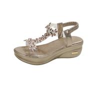 VPQILH Sandalo Gioiello Donna Estive Vendita, 2025 Eleganti Sandali Donna Trasparenti Cinghia Sandaletti Elastici con Cinturino alla Caviglia Ciabatte con Zeppa, Leggera Comoda Pantofole Tacco Scarpe