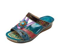 VPQILH Sandalo Gioiello Donna Vendita Pantofole Donna Estive Stile Etnico Ciabatte con Zeppa Sandali Estivi Bohemia Basso Plateau Sandalo Alto con Tacco Pantofola Aperte Romana Scarpe Antiscivolo