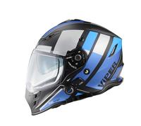 VPR RSV141 Full Face Motorbike Helmets Bluetooth Motorcycle Helmet with Speakers ECE/ACU Gold Approved Double Sun Visor Full Face Helmet Motorbike Adult Racing Touring Crash Helmet (Black Blue,S)