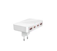 VPSUN Caricatore USB piatto a 4 porte, 45 W, USB-C e USB-A, spina EU, caricabatterie multiplo per iPhone, Samsung, iPad, tablet e dispositivi (bianco, 35 W)