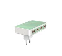VPSUN Caricatore USB piatto a 4 porte, USB C & USB-A EU da 45 W, caricatore multiplo per iPhone, Samsung, iPad, tablet e dispositivi (verde, 35 W)