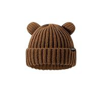 VPTMRP Cuffia con orecchie d'orso, grande e carina beanie, maglia a crochet, calda, casual, cuffia, marrone, M/L