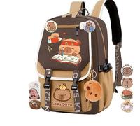VPVMUKLRDK Zaino Capybara, Zaino Capybara Kawaii, Zaino Capibara Carino e di Grande Capacità, Casual Zain, Zaino Scolastico Kawaii con Astuccio, Zaino Scuola Capybara (Brown A,Large)