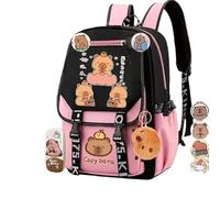 VPVMUKLRDK Zaino Capybara, Zaino Capybara Kawaii, Zaino Capibara Carino e di Grande Capacità, Casual Zain, Zaino Scolastico Kawaii con Astuccio, Zaino Scuola Capybara (Pink B,Large)