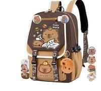 VPVMUKLRDK Zaino Capybara, Zaino Capybara Kawaii, Zaino Capibara Carino e di Grande Capacità, Casual Zain, Zaino Scolastico Kawaii con Astuccio, Zaino Scuola Capybara (Brown D,Large)