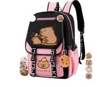 VPVMUKLRDK Zaino Capybara, Zaino Capybara Kawaii, Zaino Capibara Carino e di Grande Capacità, Casual Zain, Zaino Scolastico Kawaii con Astuccio, Zaino Scuola Capybara (Pink E,Large)