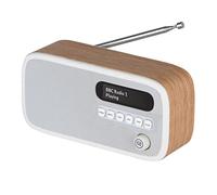 VQ Dexter Radio Bluetooth DAB/DAB+ con Finitura in Legno Premium - Radiosveglia Digitale con Doppia Sveglia, FM, Antenna, 4,5 Ore di Autonomia Grazie alla Batteria Integrata e 60 Preselezioni