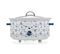 VQ Laura Ashley Pentola Cottura Lenta 6,5 Litri con Stampa China Rose Slow Cooker per 8 a 10 Persone, Economica in Energia, con 3 Impostazioni di Temperatura e Coperchio in Vetro Temperato