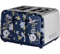VQ Laura Ashley Tostapane Vintage 4 Fette - Riscaldamento Regolabili, Scongelamento e Modalità di Riscaldamento. Acciaio Inossidabile Tosta Pane con Croissant Scaffale Riscaldante - Elveden Marine