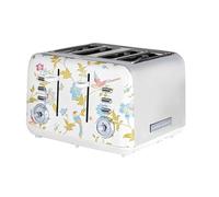 VQ Laura Ashley Tostapane Vintage 4 Fette - Riscaldamento Regolabili, Scongelamento e Modalità di Riscaldamento. Acciaio Inossidabile Tosta Pane con Croissant Scaffale Riscaldante - Elveden Bianco