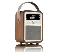 VQ Monty Radio DAB Plus/DAB con Cassa Bluetooth, FM e Radio Sveglia Funzione - Alimentata da Rete e Batteria Radio Portatile Vintage con Antenna, Presa Cuffie e Porta USB - Noce