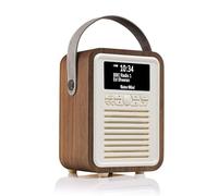 VQ Retro Mini Radio DAB+/DAB con Bluetooth, FM e 60 Preset - Radio Sveglia con Porta USB per Ricaricare Dispositivi e Ingresso Cuffie - Radio Portatile con Finitura in Legno e Altoparlante 5W