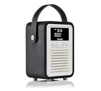 VQ Retro Mini Radio DAB Plus/DAB con Cassa Bluetooth, FM e Radio Sveglia Funzione - Alimentata da Rete e Batteria Radio Portatile Vintage con Antenna, Presa Cuffie e Porta di Ricarica USB - Nero