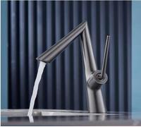 VQDGPKPVV Rubinetto for lavabo Grigio Art Design Stile Moderno Miscelatore monocomando for lavabo Miscelatore for Doccia Calda e Fredda Rubinetto for lavabo(Gris)