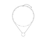 VQGRIXZCE S925 Sterling Silver Choker Breve Delicata Collana A Strati Per Le Donne Gioielli Regalo Farfalla Cerchio Infinito Occhio Stelle Luna Albero Della Vita, Argento sterling, Zirconia cubica