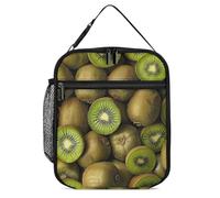 Vqqkasmn Borsa termica portatile per il pranzo isolata, con pile di kiwi stampato con tasca laterale in rete, resistente all'acqua, a tenuta stagna, morbida, durevole, per uomini e donne, per lavoro