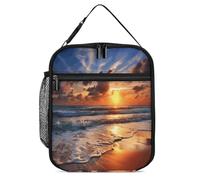 Vqqkasmn Borsa termica portatile per il pranzo, isolata, con stampa all'alba, con tasca laterale in rete, resistente all'acqua, a tenuta stagna, morbida, durevole, per uomini e donne, per lavoro