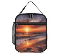 Vqqkasmn Borsa termica portatile per il pranzo, isolata, con stampa all'alba, con tasca laterale in rete, resistente all'acqua, a tenuta stagna, morbida, durevole, per uomini e donne, per lavoro