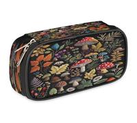 VQUVQV Astuccio per matite di grande capacità, astuccio portapenne con cerniera organizer per cancelleria, Miscela di foglie autunnali di funghi, Organizer per borse