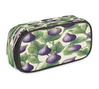 VQUVQV Astuccio per matite di grande capacità, astuccio portapenne con cerniera organizer per cancelleria, Modello Fichi Frutti Foglie, Organizer per borse