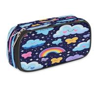 VQUVQV Astuccio per matite di grande capacità, astuccio portapenne con cerniera organizer per cancelleria, Arcobaleno con stelle e nuvole, Organizer per borse