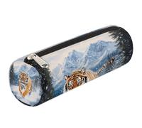 VQUVQV Astuccio per matite e articoli per la scuola, per ragazze, ragazzi, studenti, cancelleria, Tigre che corre nella neve, Organizer per borse