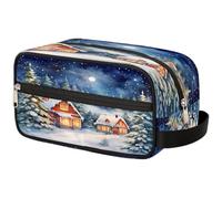 VQUVQV Beauty case da viaggio per doccia, bagno, trousse per cosmetici, organizer con manico, per donne e uomini, Albero di Natale Inverno Casa