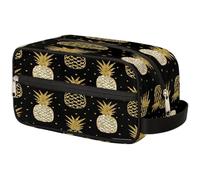 VQUVQV Beauty case da viaggio per doccia, bagno, trousse per cosmetici, organizer con manico, per donne e uomini, Ananas Glitter Oro
