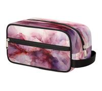 VQUVQV Beauty case da viaggio per doccia, bagno, trousse per cosmetici, organizer con manico, per donne e uomini, Spruzzi di acquerello viola e oro