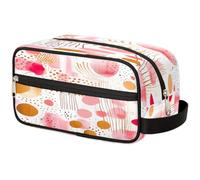 VQUVQV Beauty case da viaggio per doccia, bagno, trousse per cosmetici, organizer con manico, per donne e uomini, Cerchi rosa e oro